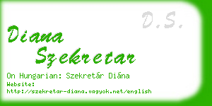 diana szekretar business card